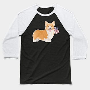 American Flag Corgi Dog Love Baseball T-Shirt